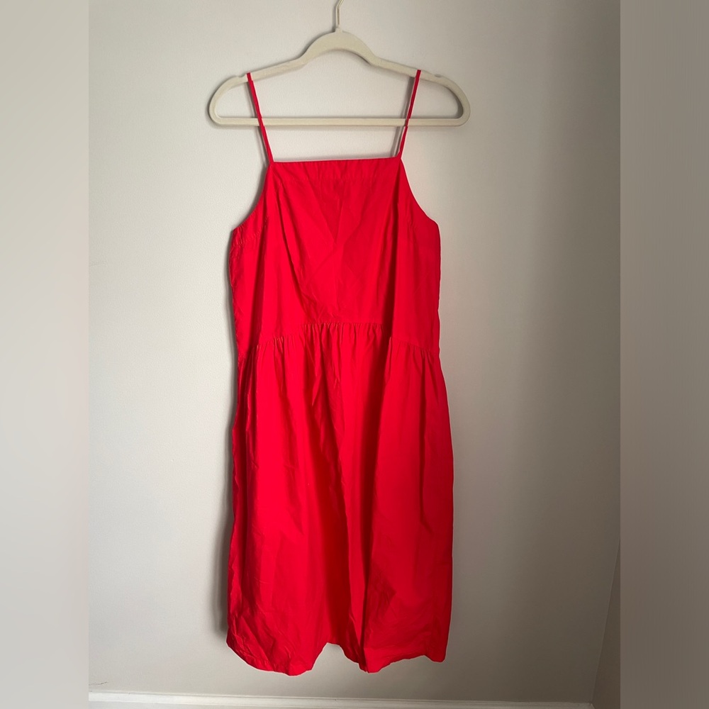 LOFT Sleeveless Cotton Midi Dress in Red Women’s Size Small